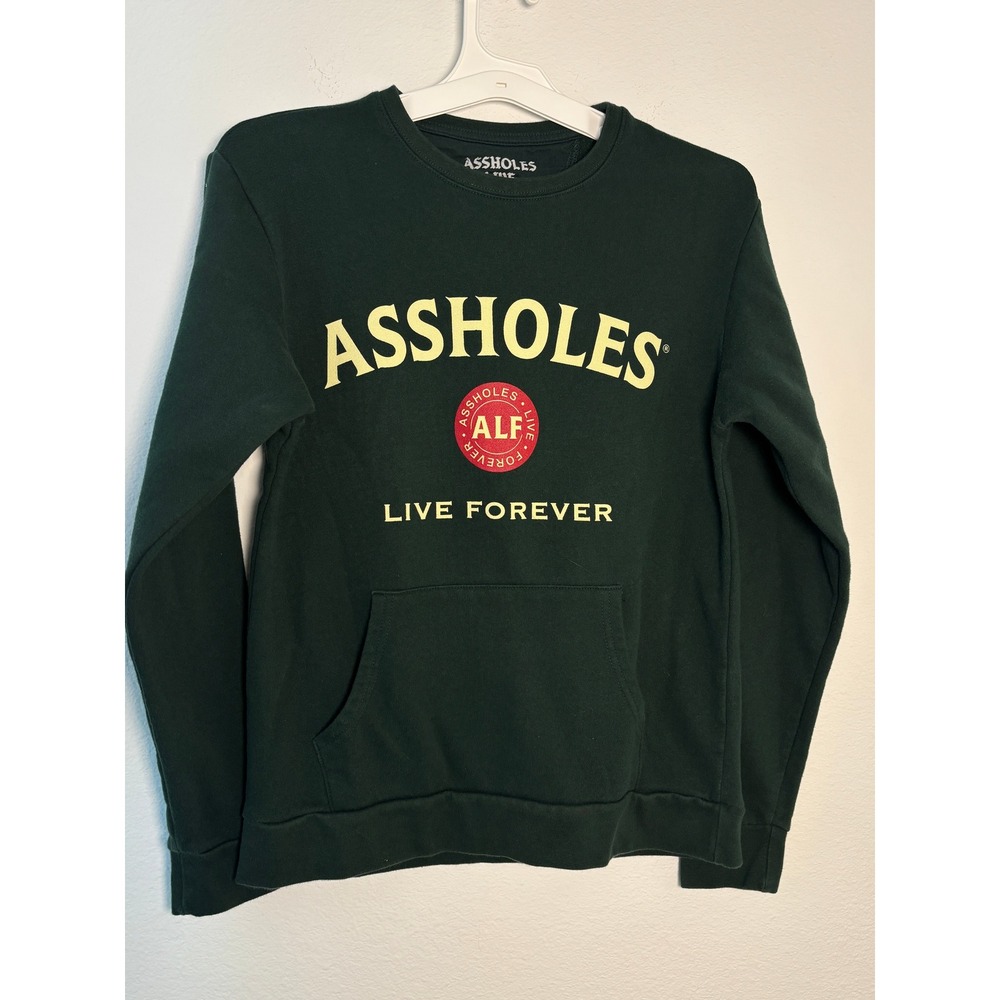 Assholes Live Forever ALF Green Crewneck Sweatshirt Small Streetwear‎ Graphic